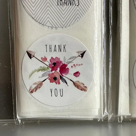 300 1 Inch Boho Floral Thank You Sticker Set - Picture 2 of 8